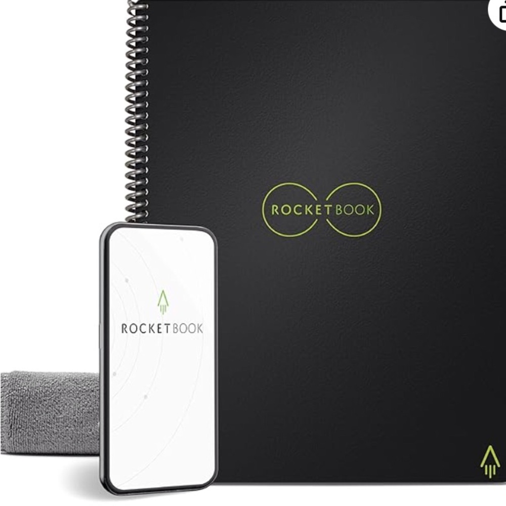 Rocketbook Core Reusable Spiral Notebook, Letter Size 8.5x11, Black